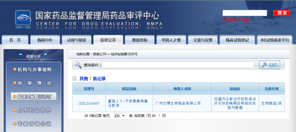 E10B獲得國家藥品監(jiān)督管理局的I期臨床試驗批件